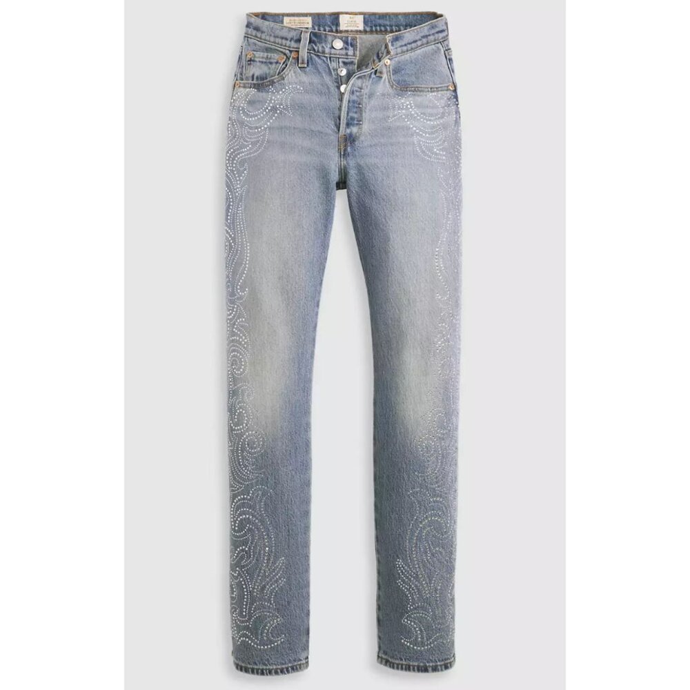 Beyoncé X Levi's 501 Curve Women's 26x32 Jeans Western Crystal - Picture 4 of 7